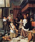 Jan Steen Canvas Paintings - The Feast of St Nicholas